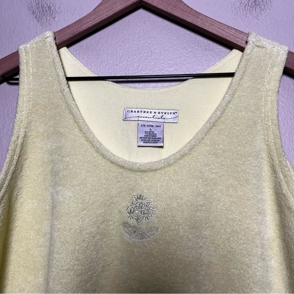 VTG 90s Crabtree and Evelyn Women Jumper Dress Large Butter Yellow Terry Cloth - Picture 2 of 7